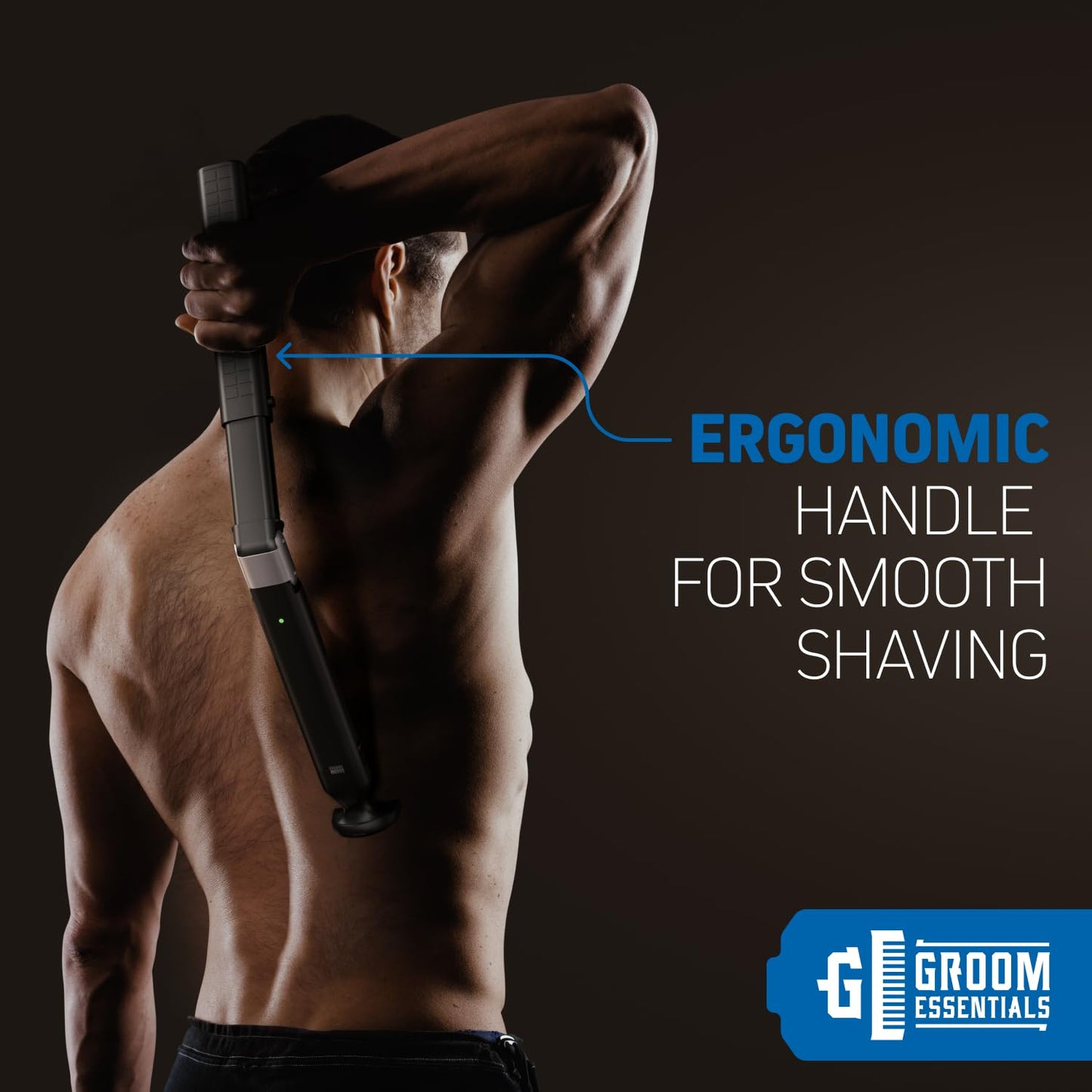CHARGEWORX Groom Essentials Afeitadora de Espalda Eléctrica para Hombres | Extensión de 150°, Afeitadora de Espalda para Hombre Mango Largo, Maquinilla de Afeitar Trasera para Hombres Espalda Peluda |