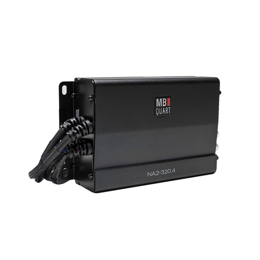 Amplificador de Cuatro Canales MB Quart Negro Compacto de 320 Watt para Deportes de Motor