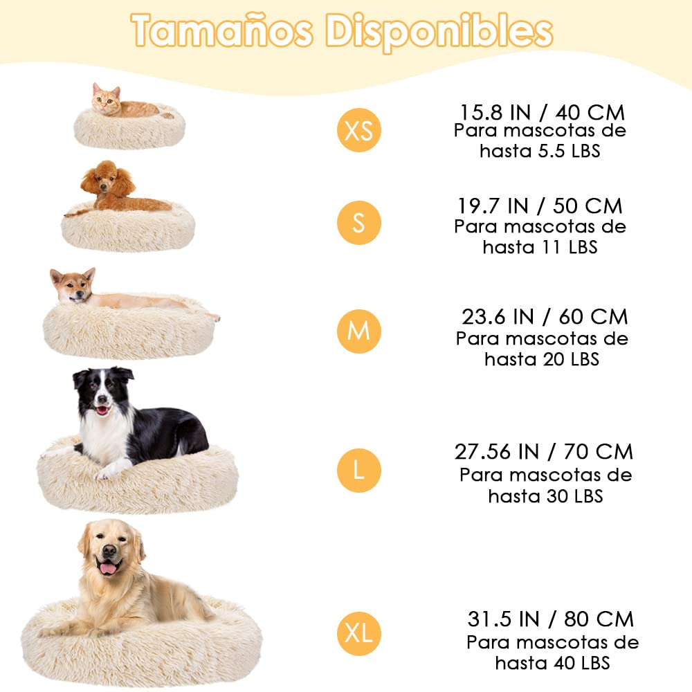 Cama de Mascotas SlowTon Beige Súper Suave y Antideslizante para Gato y Perro Pequeño Mediano