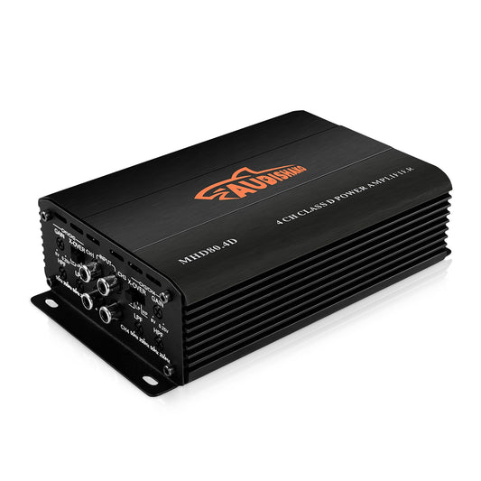 AUDISHAKO 1200W Amplificador de Audio de 4 Canales,Amplificador para Auto de Clase D, 2 Ohm 160W x 4 Canales para Motocicletas, Coches Deportivos y Otros Sistemas de Audio para Coche