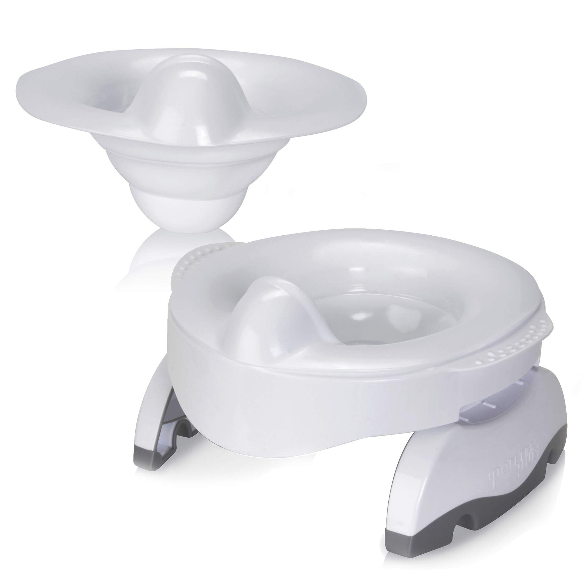 Kalencom Potette Plus Premium: Potty de Viaje Portátil con Liner Reutilizable y 10 Liners Desechables. 2-en-1: Potty y Anillo de Entrenamiento. Blanco