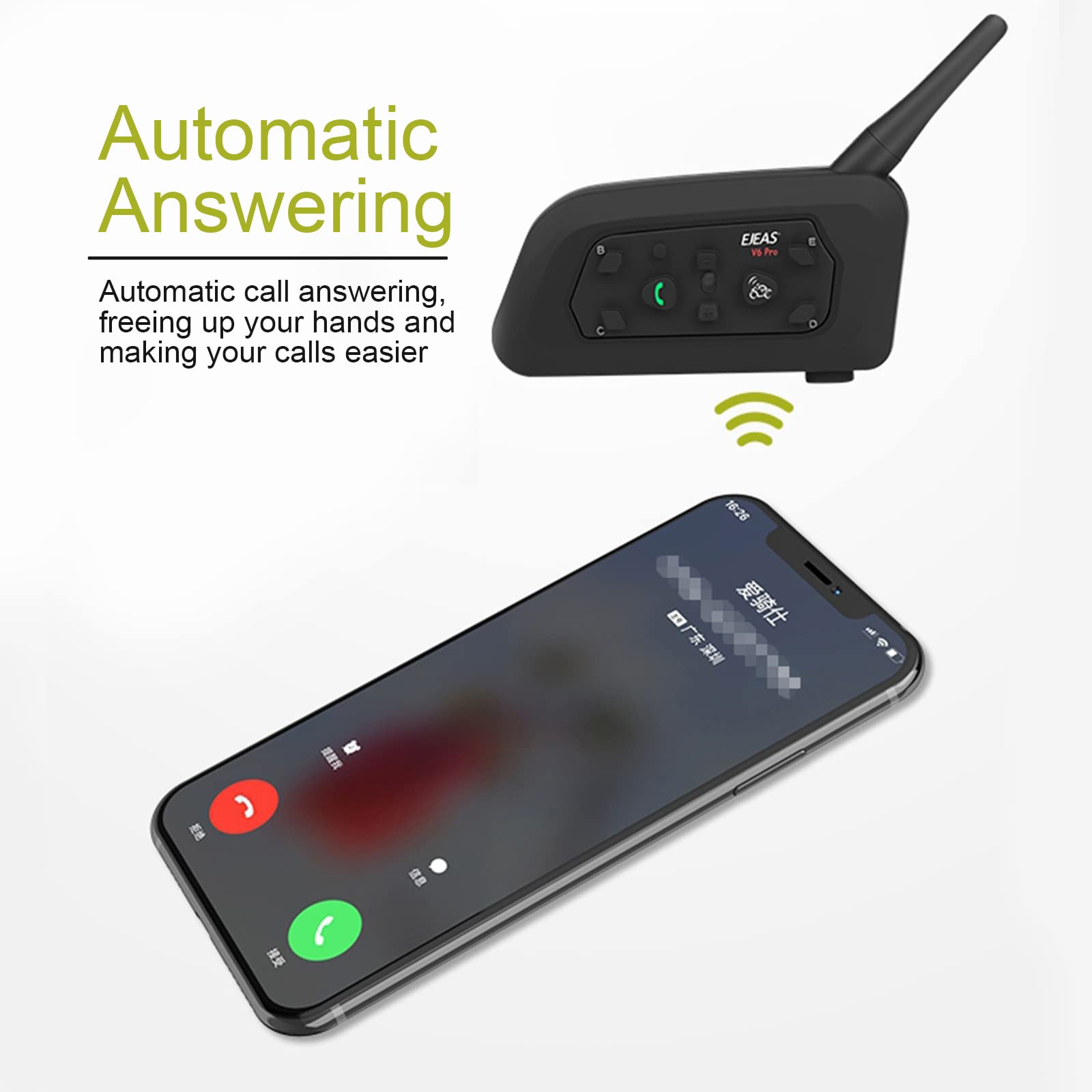 EJEAS V6c1 - walkie - talkie Bluetooth del árbitro, sistema de comunicación de auriculares Bluetooth del árbitro profesional de fútbol, distancia de walkie - talkie 1200m, reducción de ruido esp, batería 850mah, con reposabrazos 1 paquete
