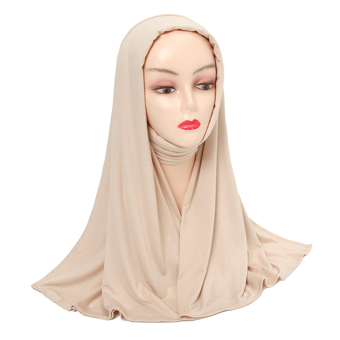 Hophor Pañuelos suaves y elásticos para la cabeza, turbante largo, para mujer, Beige, M