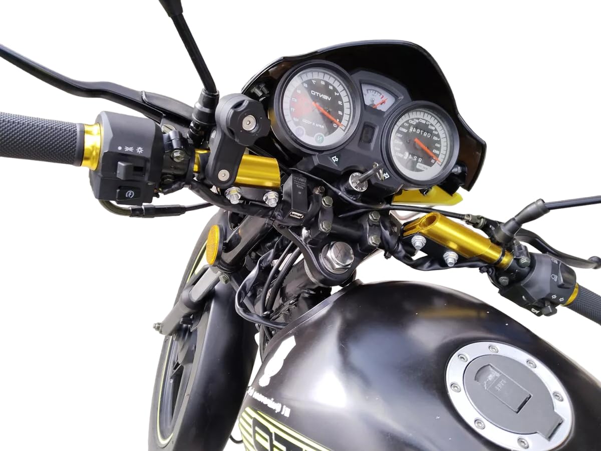Manubrio Universal para Moto Barra de Equilibrio Manillar Deportivo Ajustable Motocicleta Resistente a la Corrosión Inoxidable 3pzs (Negro)