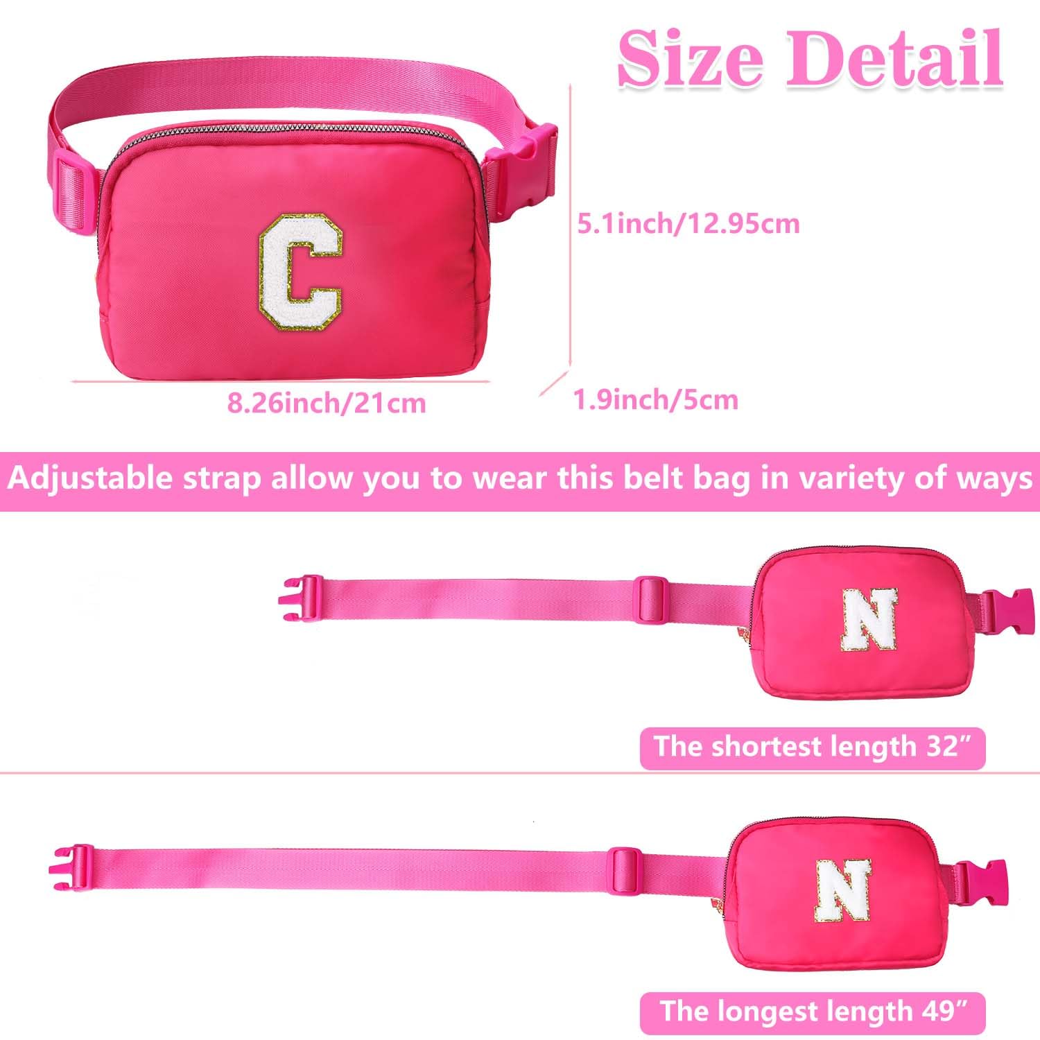 Kejea Riñonera Cruzada para Niñas y Mujeres, 8 a 12 Años, Regalos de Cumpleaños, Rosa