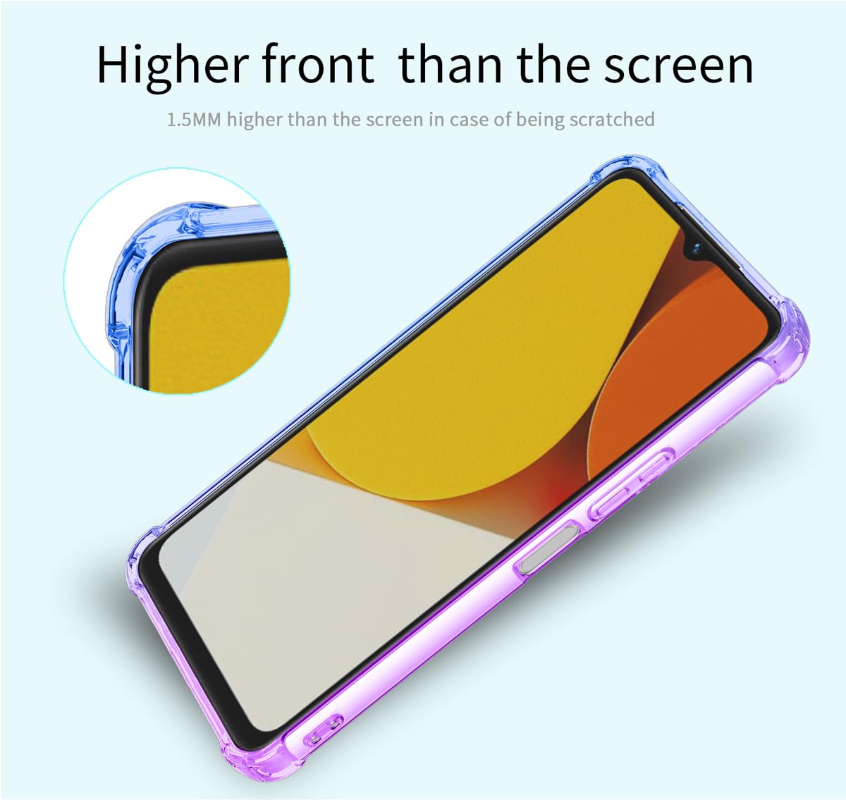 DABUNA Funda para Vivo Y35 4G Case Uso Rudo,Transparente Colores Degradados Protectora de Cámara Anticaída Carcasa Bumper(Púrpura Azul)