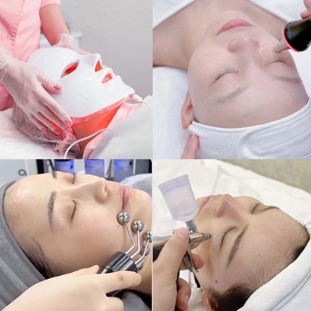 11 en 1 Máquina Facial de Oxígeno de Hidrógeno, Dispositivos de Belleza de Rociador de Pie con Rueda, Diamante Dermoabrasión, Máscara Facial LED,para Mejorar de los Dispositivos de Celulitis