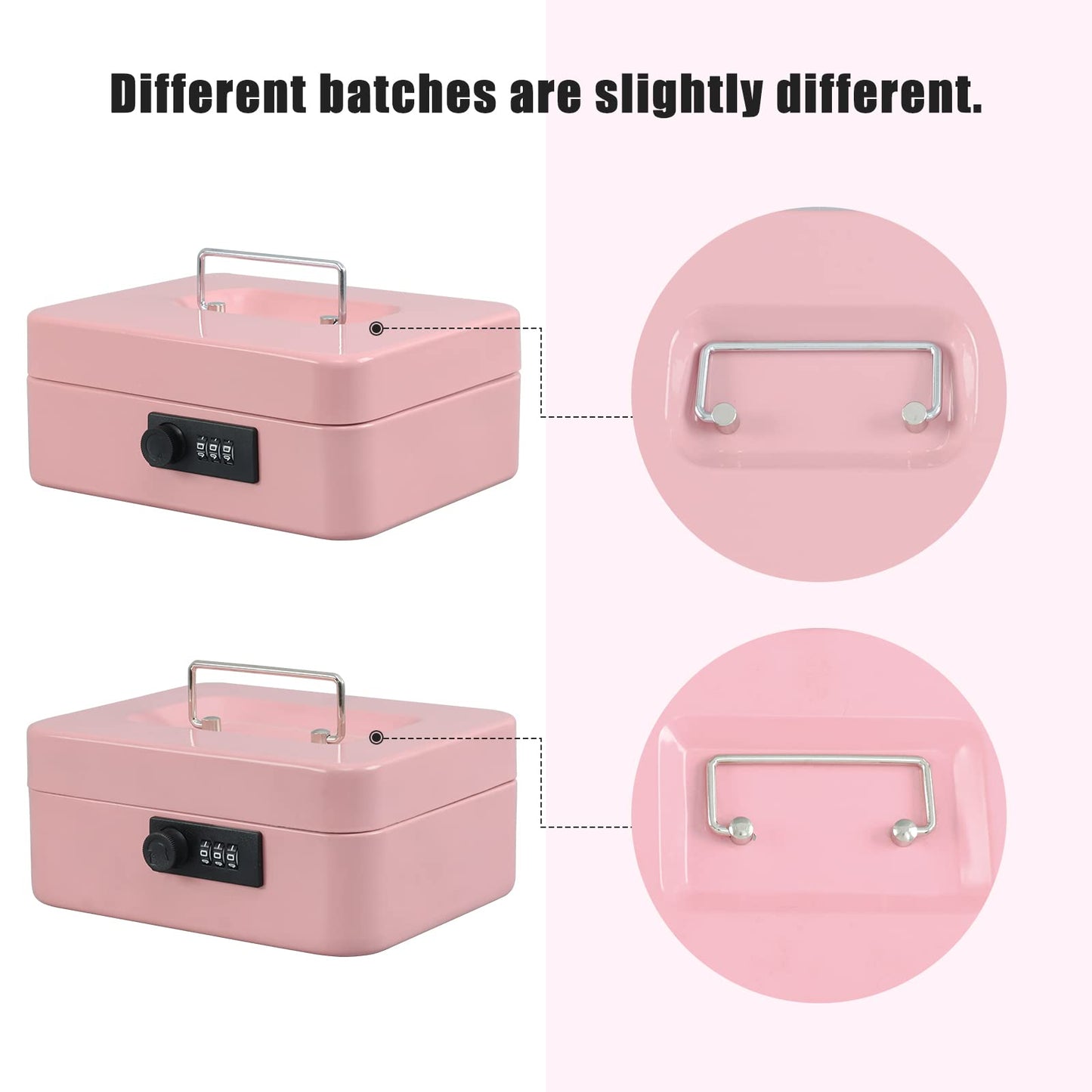 Caja fuerte Xydled de acero con cerradura de combinación, caja fuerte con bandeja extraíble para monedas y cerradura de llave, 20 x 16 x 9 cm.