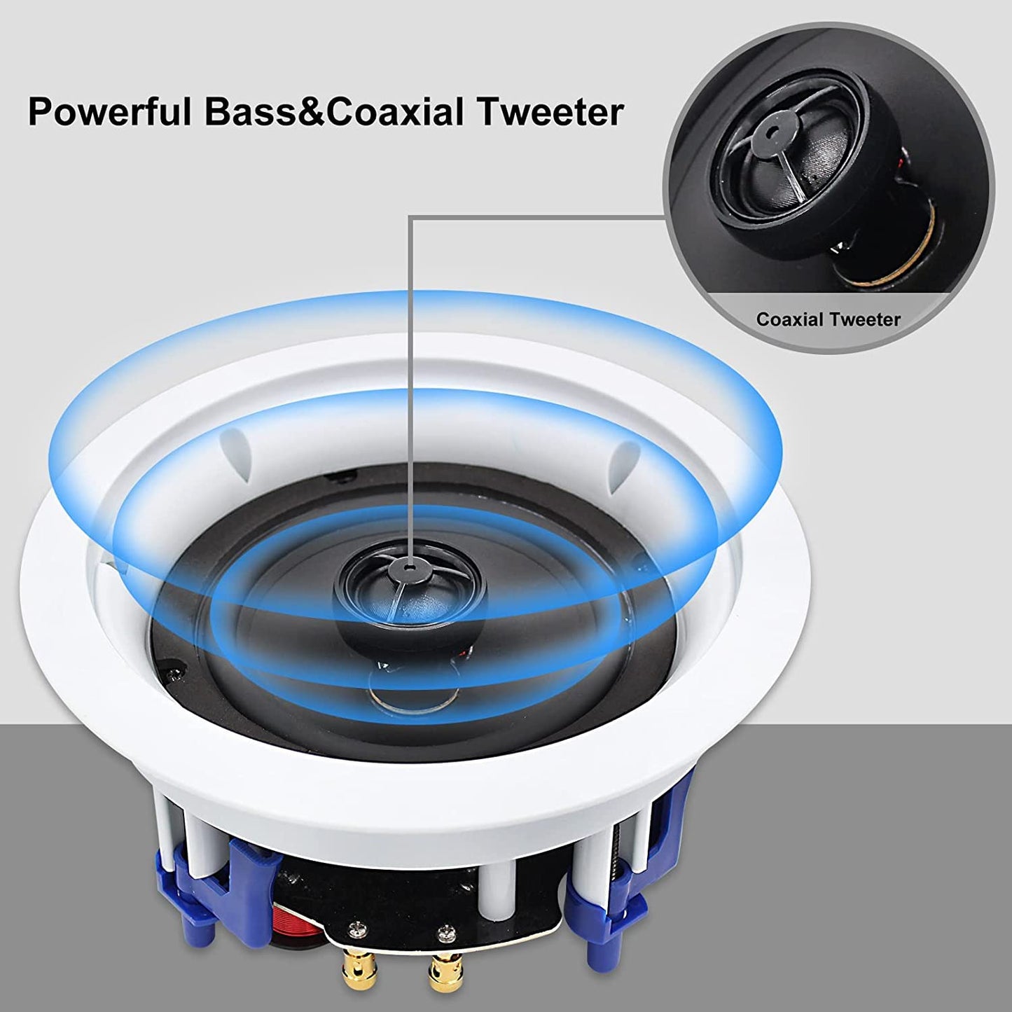 Herdio Sistema de Altavoces Compatible with Bluetooth de 5.25 Pulgadas, Montaje Empotrado en el Techo, Perfecto para Interiores y Exteriores, Dormitorio, baño, porches Cubiertos (4 Altavoces)