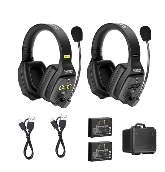 Sistema de Auriculares Inalámbricos Saramonic WiTalk-WT2D Negro con Estuche Personalizado para Producción de Eventos para 2 Personas
