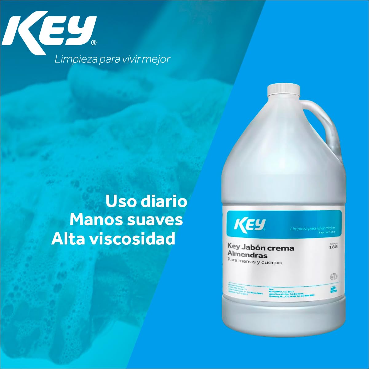 Jabón En Crema Almendras Para Manos Y Cuerpo Key 4 Lt