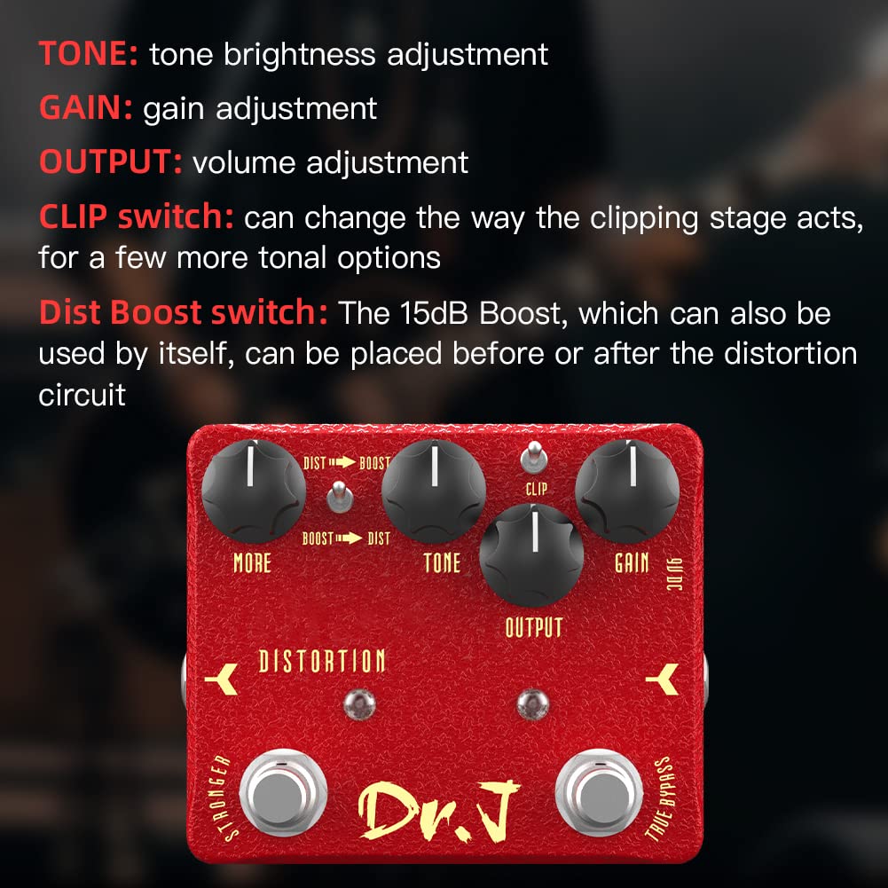 Pedal de Distorsión JOYO Clásico Modificado Gama Alta Dr.J Series para Guitarra Eléctrica