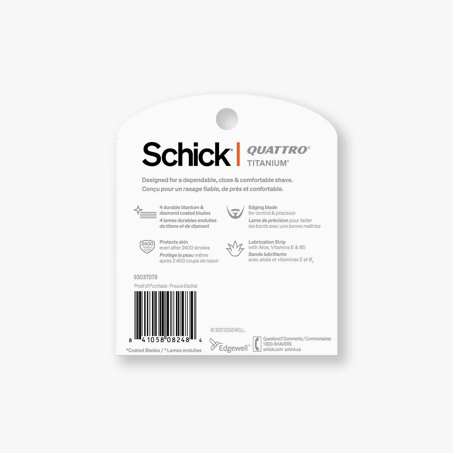 Schick Quattro Titanium Razor Blade Refills for Men Value Pack, 6 Count