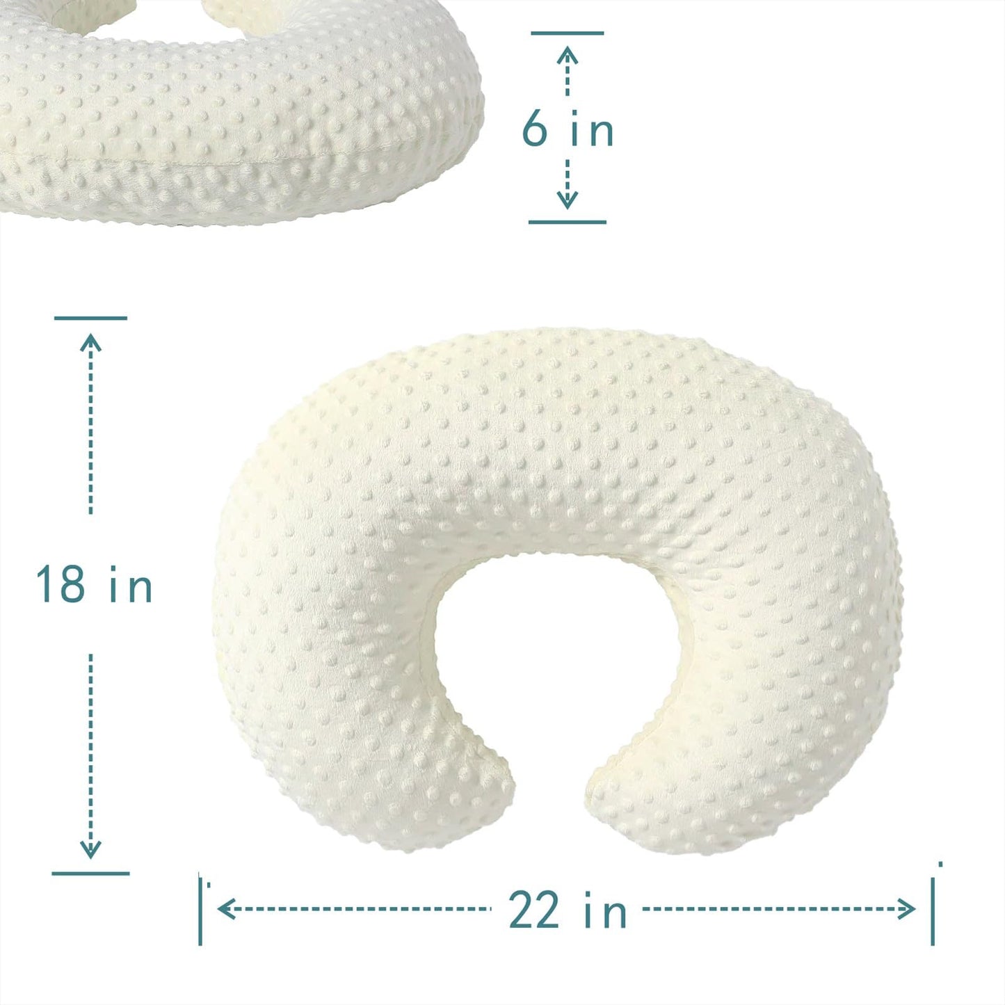QUENESS Almohada y posicionador para lactancia, para alimentación con pecho y biberón, soporte para sentar al bebé con cubierta ultra suave removible, soporte para tiempo boca abajo para bebés niños y