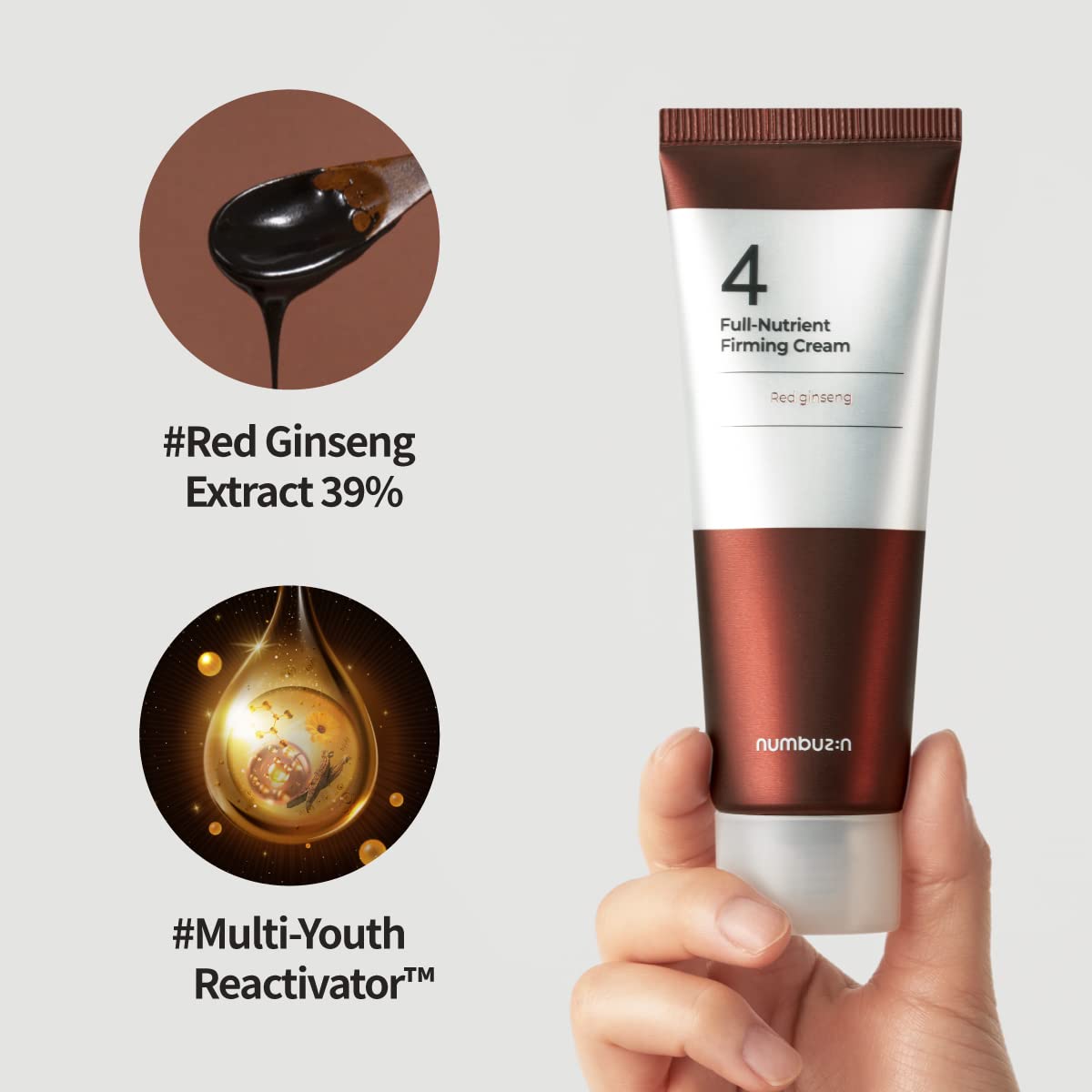 numbuzin-Crema reafirmante con nutrientes completos n.º 4 | Elasticidad de la piel, cuidado de las arrugas, antienvejecimiento, nutrición profunda, hidratación | Ginseng rojo, pantenol, niacinamida, á