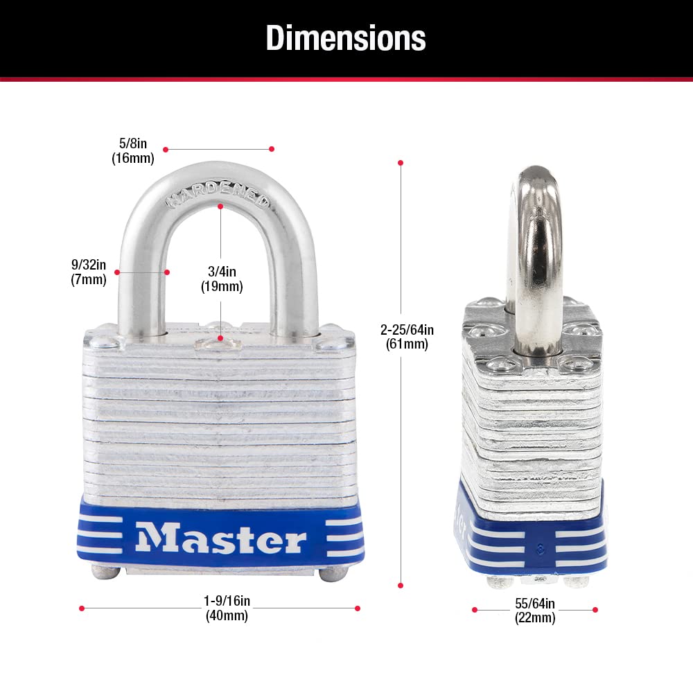Candado Master Lock Plateado Ancho de 1-9/16 Pulgadas Grillete de 3/4 Pulgadas