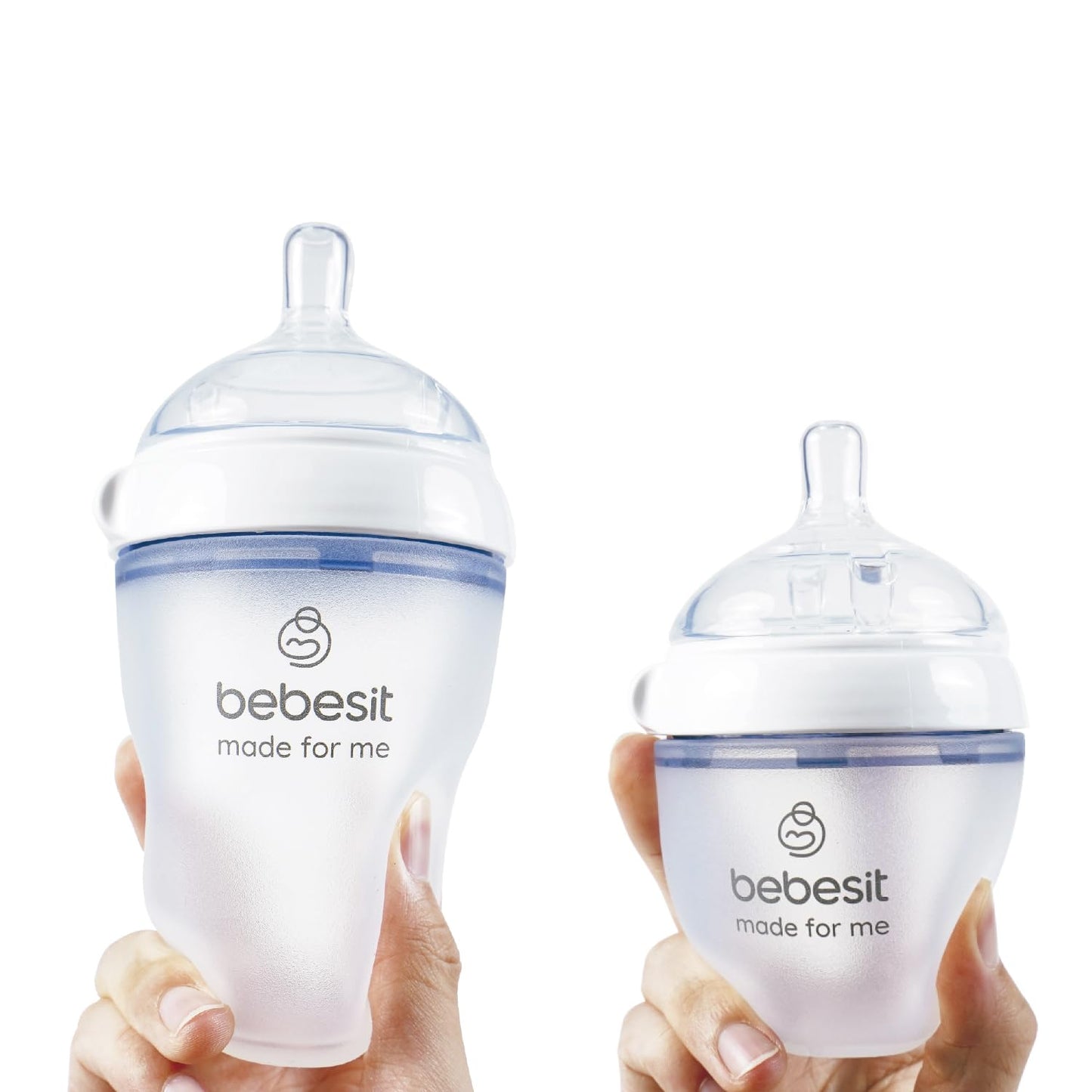 Bebesit My Cup VTK100 | Set 2 Biberones + Tetina + Asa para Bebés | Flujo Adaptable 150/250Ml 5/8Oz | Silicona Anti-Derrame Libre de BPA | Compatible con Microondas y Lavavajillas