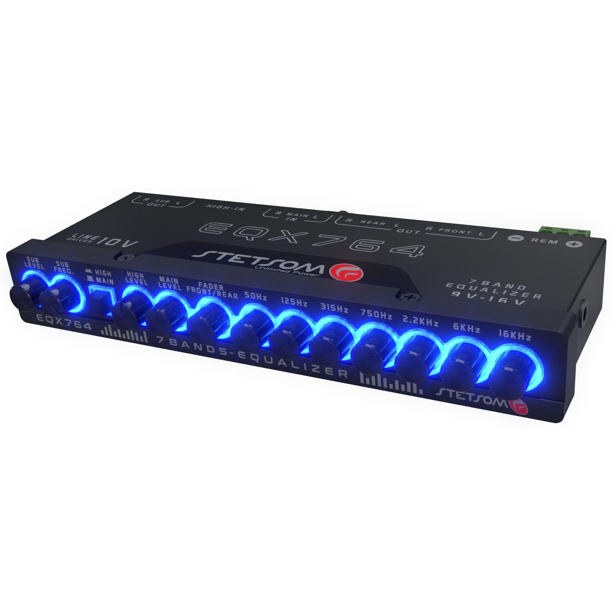 Ecualizador Gráfico de Audio Stetsom EQX764-7 Negro con Preamplificador y Subcontroles Dedicados para Coche
