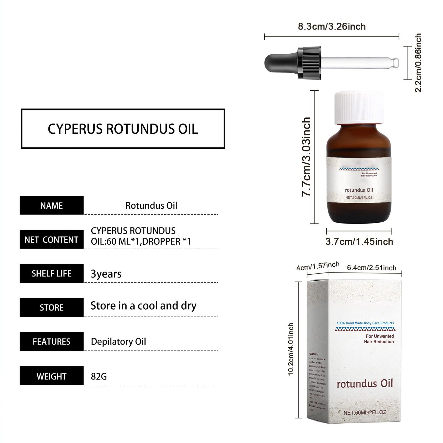 Pack de 2 Aceites de Cyperus Rotundus 100% Puro para Depilación y Reducción de Vello - 60 ml cada uno - Piel Suave y Sin Vello - ¡Aprovecha esta Oferta en Línea!