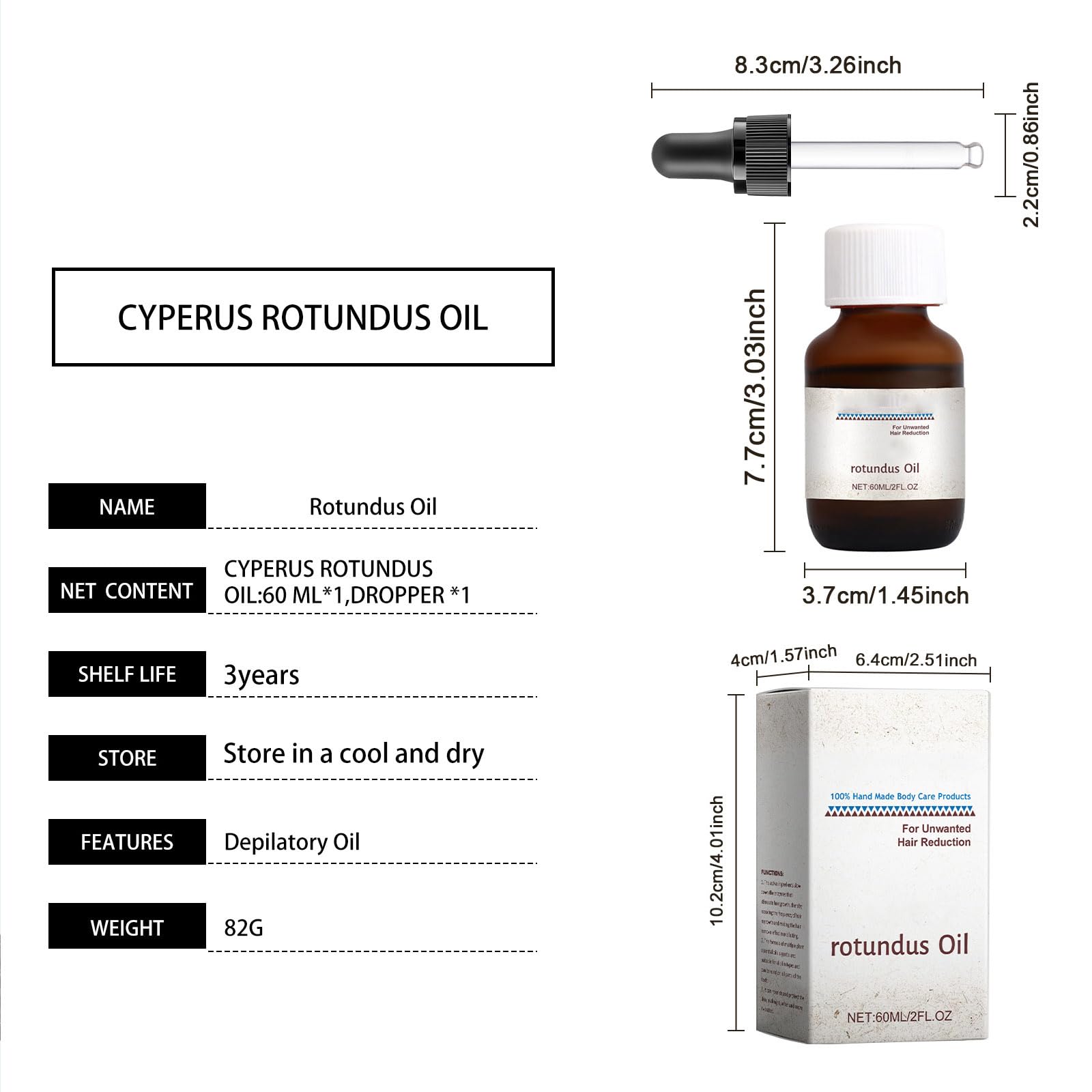 Pack de 2 Aceites de Cyperus Rotundus 100% Puro para Depilación y Reducción de Vello - 60 ml cada uno - Piel Suave y Sin Vello - ¡Aprovecha esta Oferta en Línea!