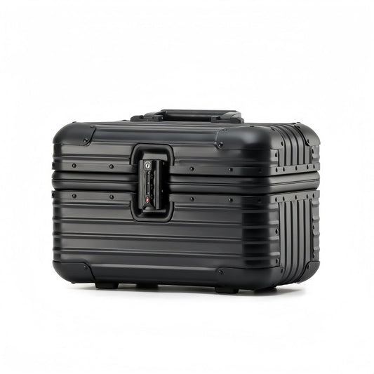 Perle Path - Funda de aluminio para tren de maquillaje, carcasa dura, organizador de cosméticos con bloqueo TSA, estuche profesional de almacenamiento de cosméticos de metal, estuche portátil para