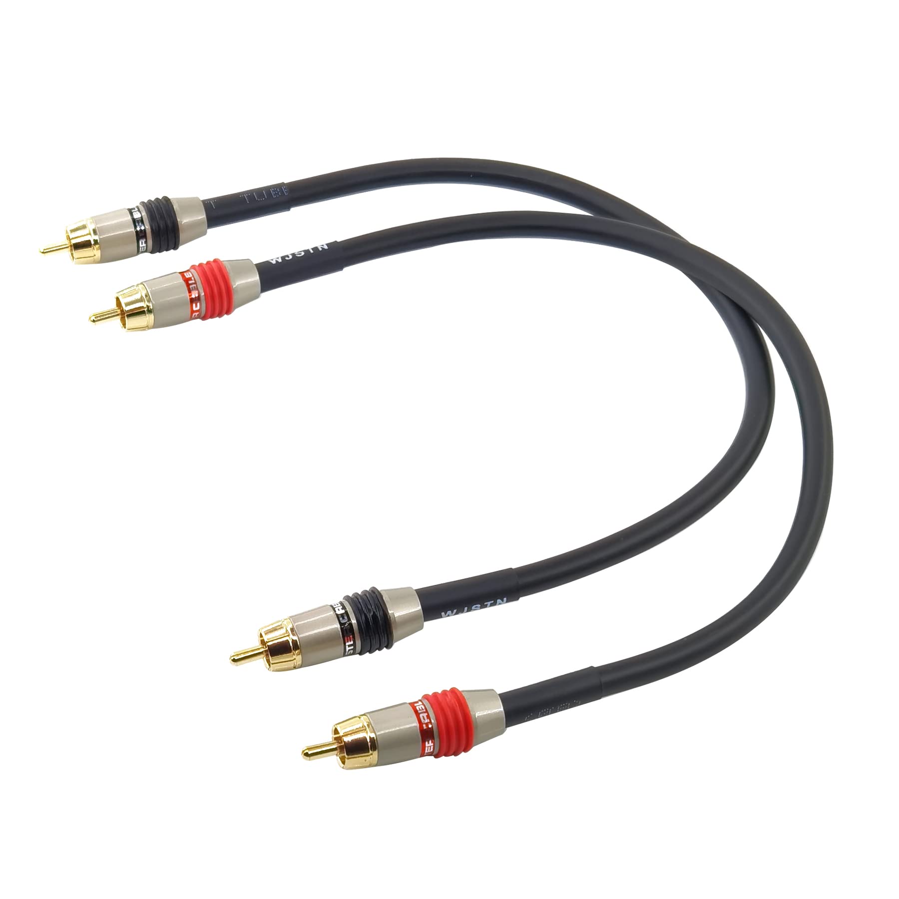 WJSTN 2 cables de audio RCA a RCA, cable de subwoofer, cable de audio digital coaxial, RCA macho a RCA macho, cable doble blindado, color negro