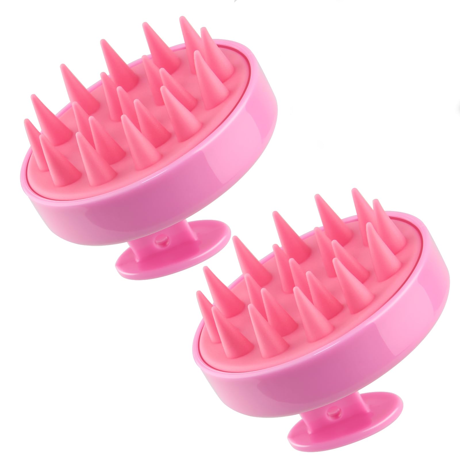 Masajeador de Cuero Cabelludo, 2 Peines de Masaje de Silicona Suave, Uso en Seco y Húmedo, Adecuado para Anticaspa, Crecimiento del Cabello y Masaje del Cuero Cabelludo (Rosa)