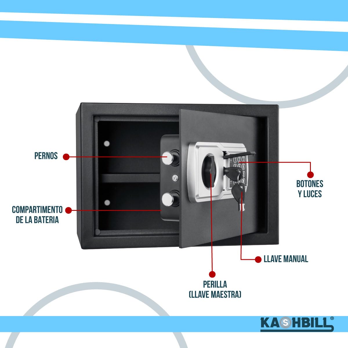 Caja Fuerte Digital Mediana Modelo CF02 25x35x25 cm con Cierre Electrónico, Ideal para Hogar y Oficina