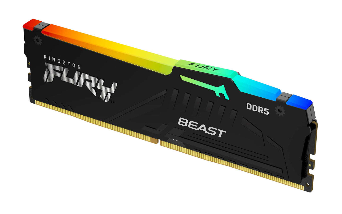 Kingston Fury Beast Black RGB DDR5, Memoria Gamer, Capacidad: 16GB, Frecuencia: 5600MT/s, Latencia: CL40, Factor de Forma: DIMM, Intel XMP, Color: Negro/RGB, SKU: KF556C40BBA-16