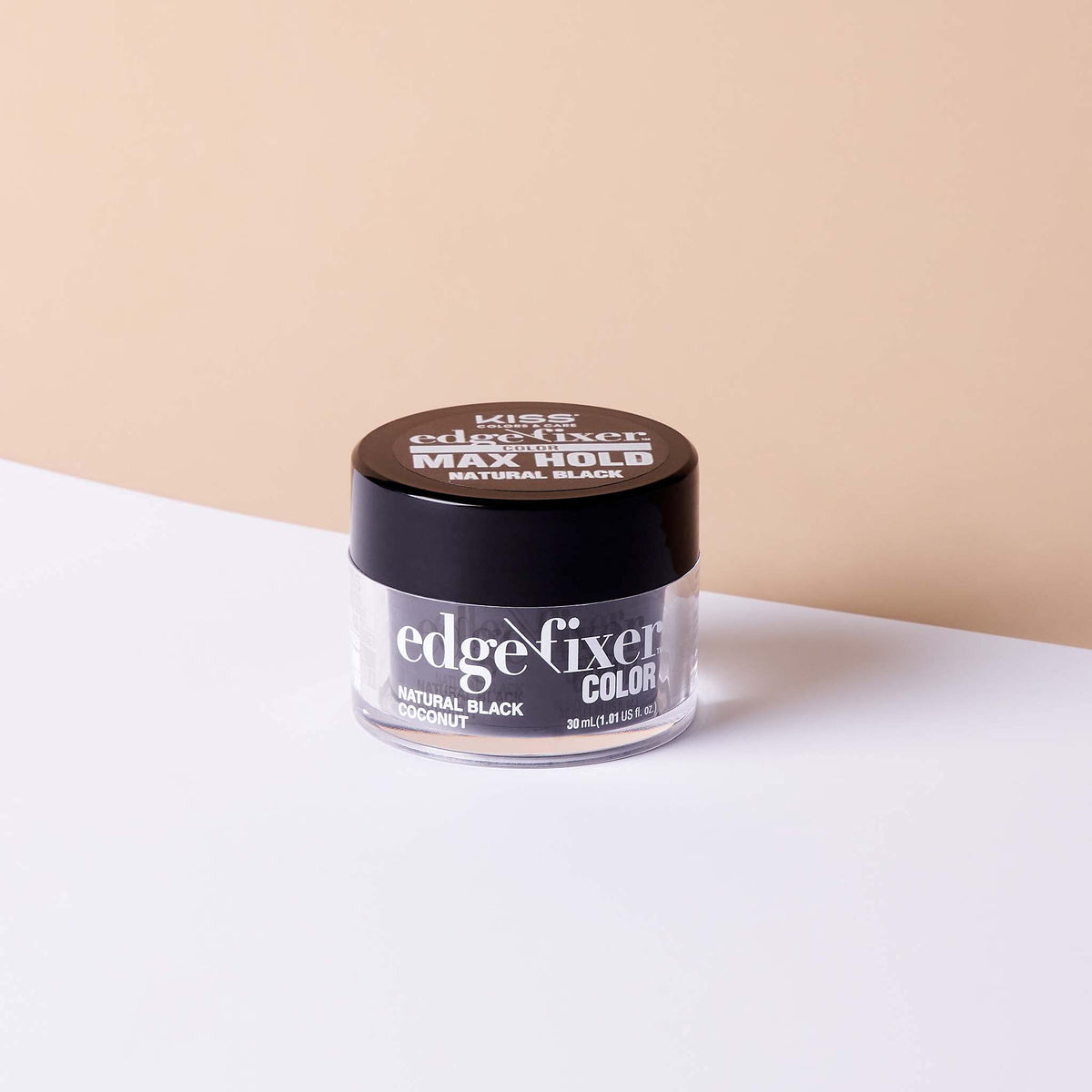 KISS Edge Fixer Color 24 HR Max Hold & 100% Cobertura Gris 30 ml (1.01 US fl.oz) Negro Natural