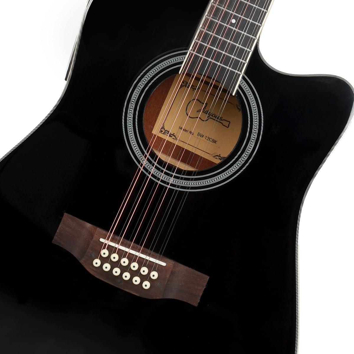 Jidyous Dreadnought Docerola 4/4 Guitarra Electroacústica 12 cuerdas con octavado, con Funda Acolchada, afinadores, Correas,cuerdas, paletas, capó, cable para guitarra, soul, para Principiantes