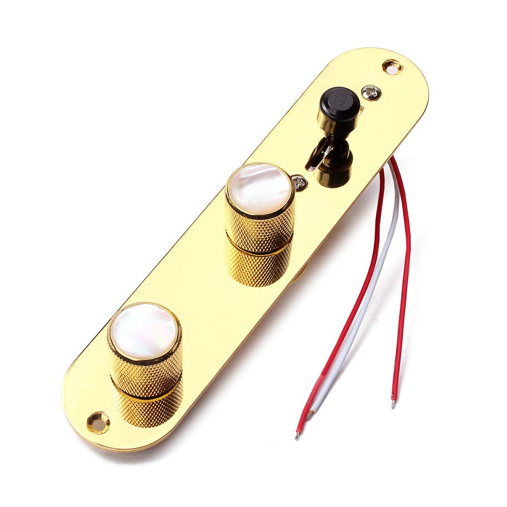 Alnicov Placa de control totalmente cargada precableada de 3 vías con arnés de cableado para guitarra eléctrica Fender Tele Telecaster, color dorado