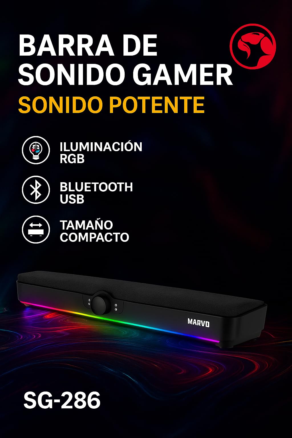 Barra de Sonido Gaming MARVO RGB SG-286 2X Driver 2''