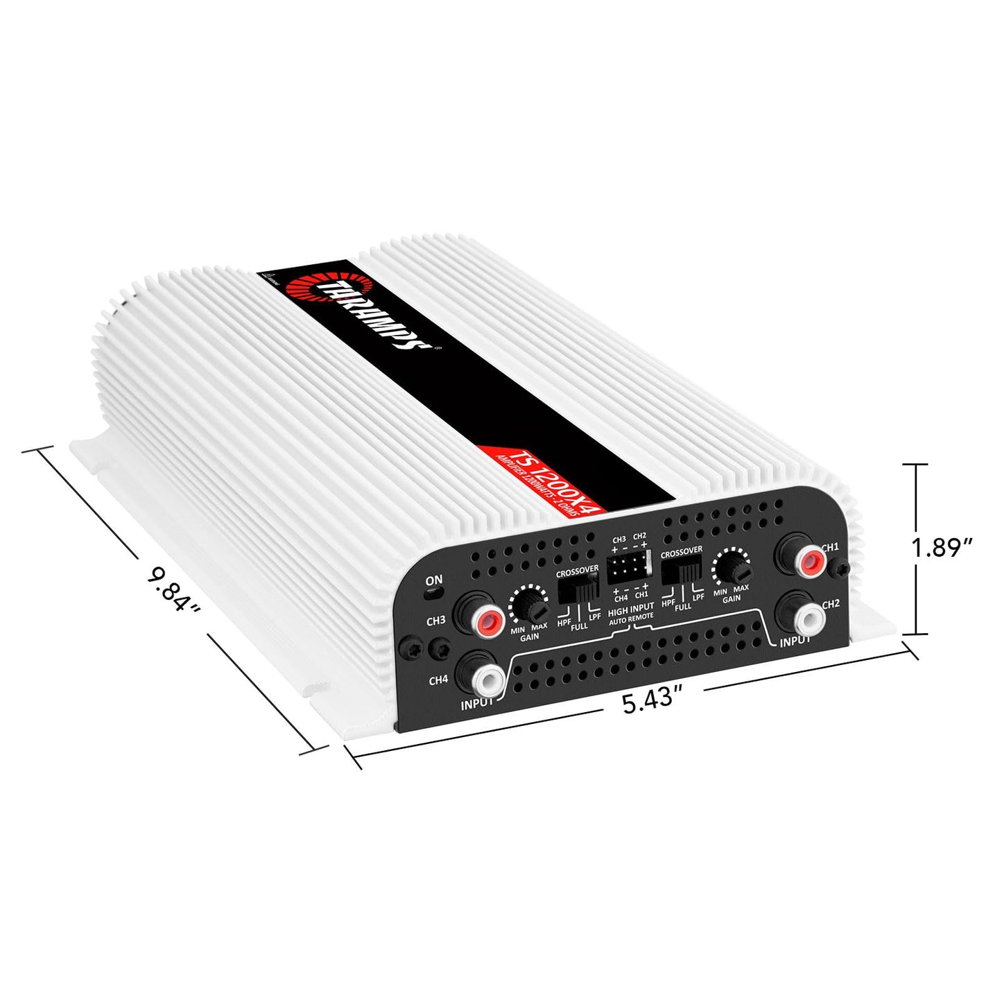 Amplificador de Audio para Auto Taramps TS 1200X4 Blanco Rango Completo clase D 1200 W RMS 4 Canales o 2 Puenteado