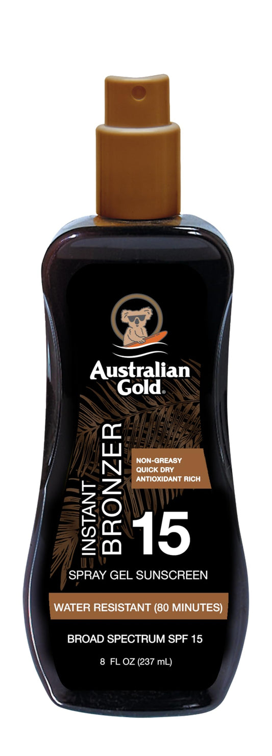 Protector Solar en Gel Spray Australian Gold Bronceado Instantáneo Resistente al Agua SPF 15 236 ml