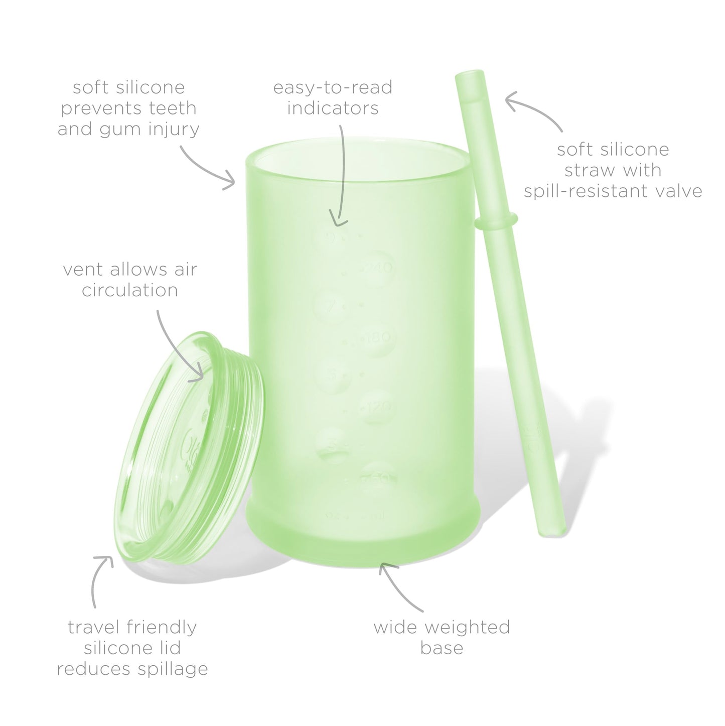 Olababy - Taza de entrenamiento de silicona de vista clara con tapa de pajita | Entrenador de sorbos para niños pequeños de 12 meses+ | Tazas irrompibles para beber agua para niños de 2 años+ |