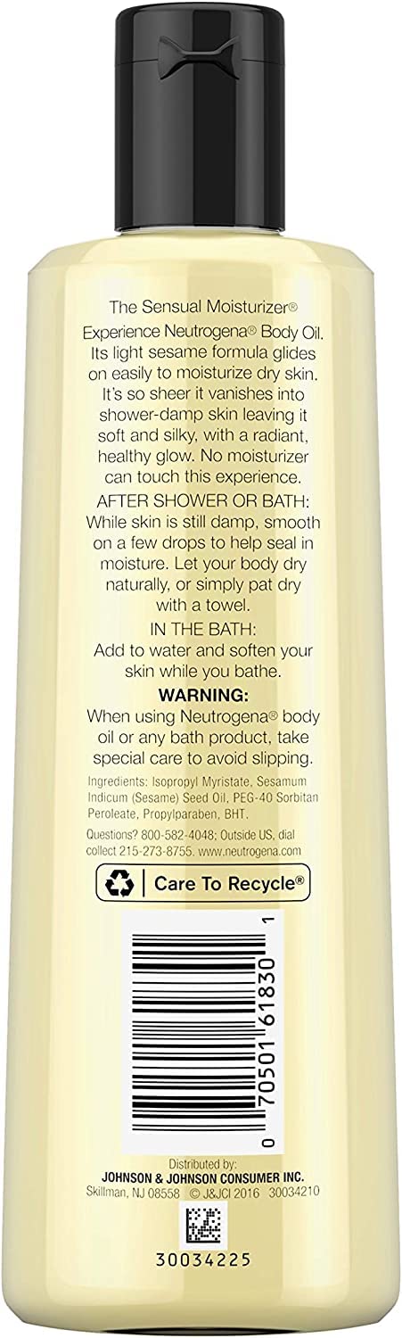 Neutrogena Body Oil, Light Sesame Formula, 8.5 Ounce