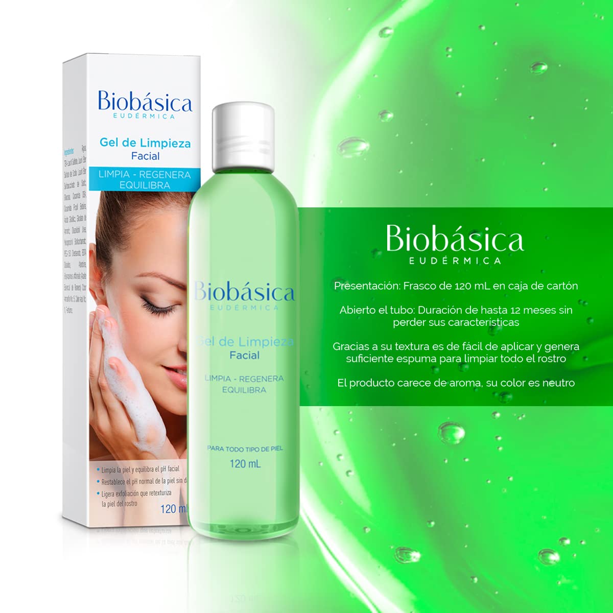 Gel de Limpieza Facial | Para Piel Mixta y Grasa | Limpia | Regenera | Equilibra | Profunda Limpieza de tu Piel