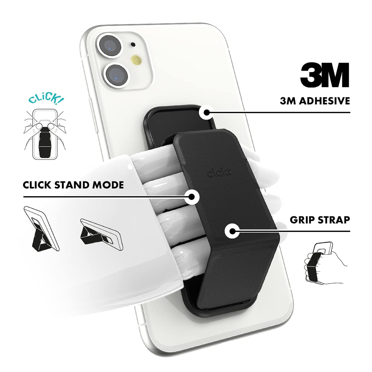 Soporte de Agarre y Expansión CLCKR Lila para Teléfono Celular Universal