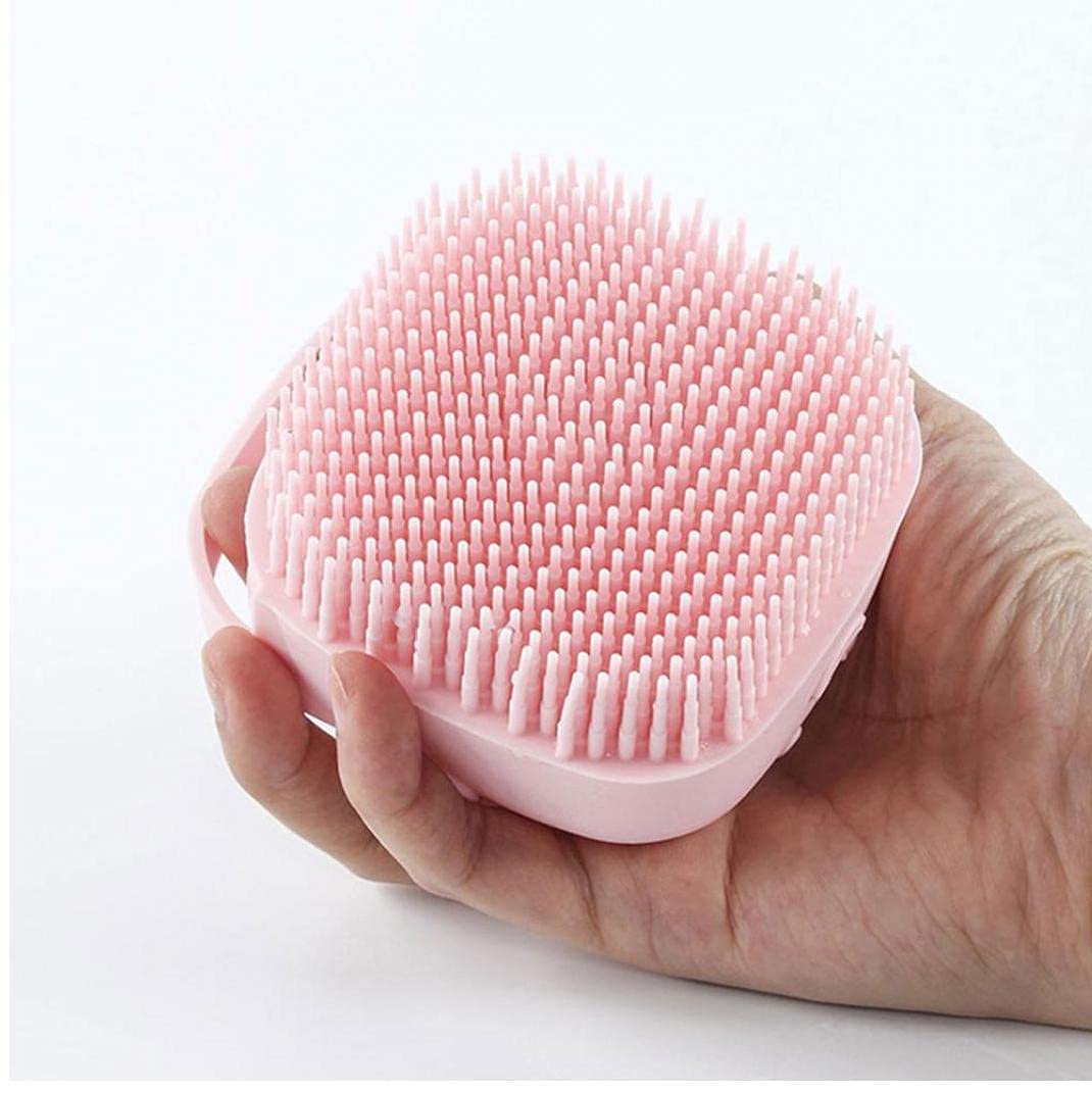 Cepillo de baño de mascotas Silicone Shampoo Masaje Dispensador Cepillo para gato perro rosa