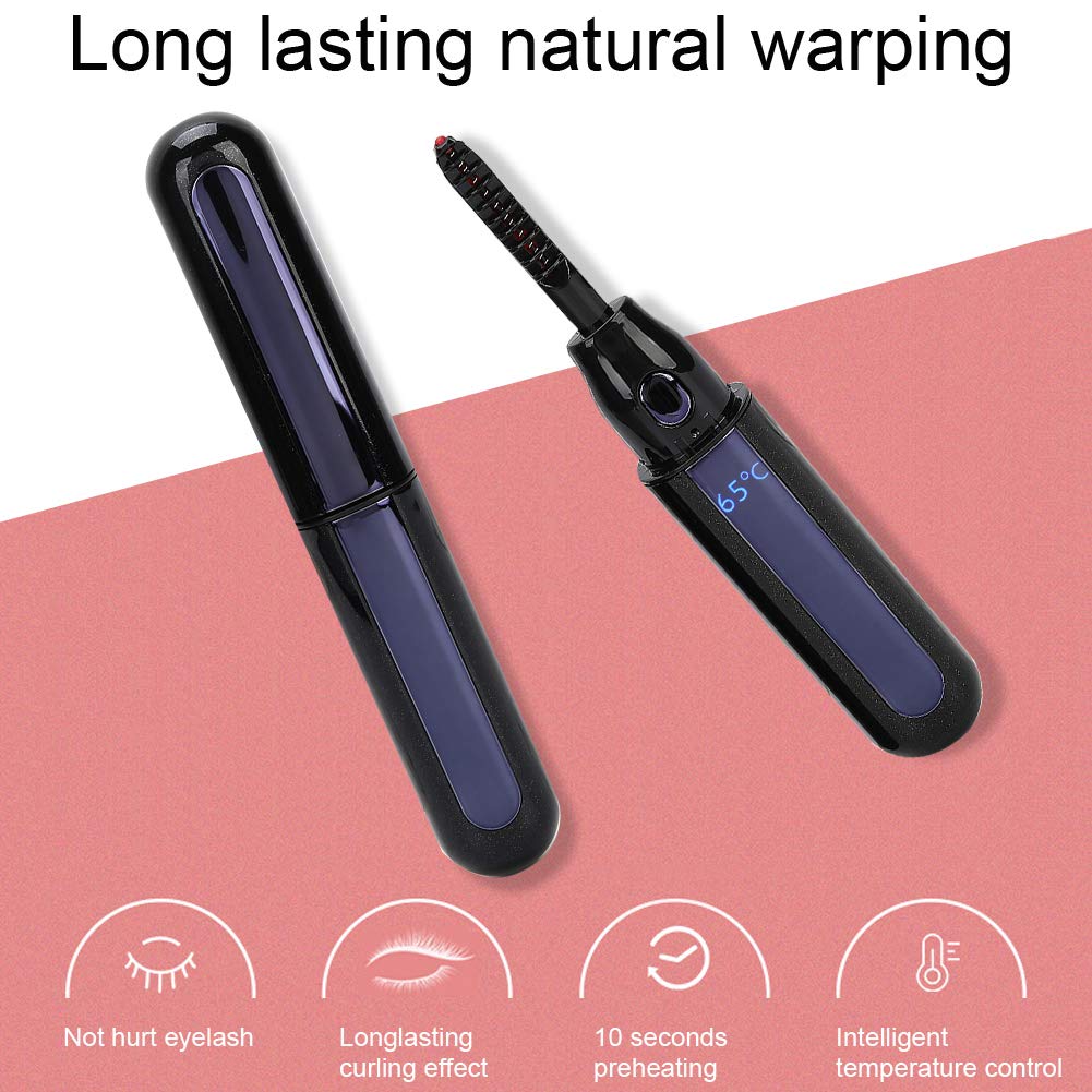 Rizador De Pestañas Electrico Rizador Pestañas Calentado, Rizador De Pestañas Eléctrico Portátil, Clip De Rizo Pestañas Recargable Usb Con Pantalla Led, Herramientas De Rizador De Pestañas(Negro)