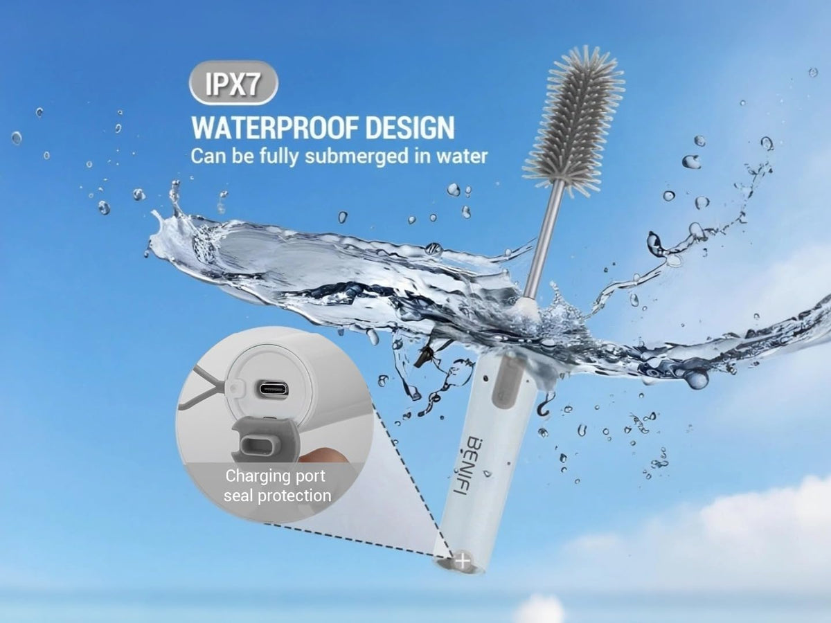 Benifi Electric Bottle Cleaner Pro, cepillo para polvo 11 en 1, estante de secado, cepillo para polvo de botella de esponja, limpiador de botellas de silicona, mezclador de fórmula, cepillo para polvo