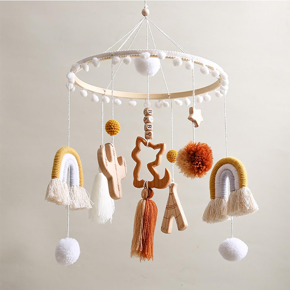 Lindo móvil para cuna con brazo móvil para cuna de bebé, soporte móvil para cuna de bebé, soporte móvil para cuna – Móvil neutro de género para decoración de guardería, accesorio móvil para cuna de bebé para decoración de guardería