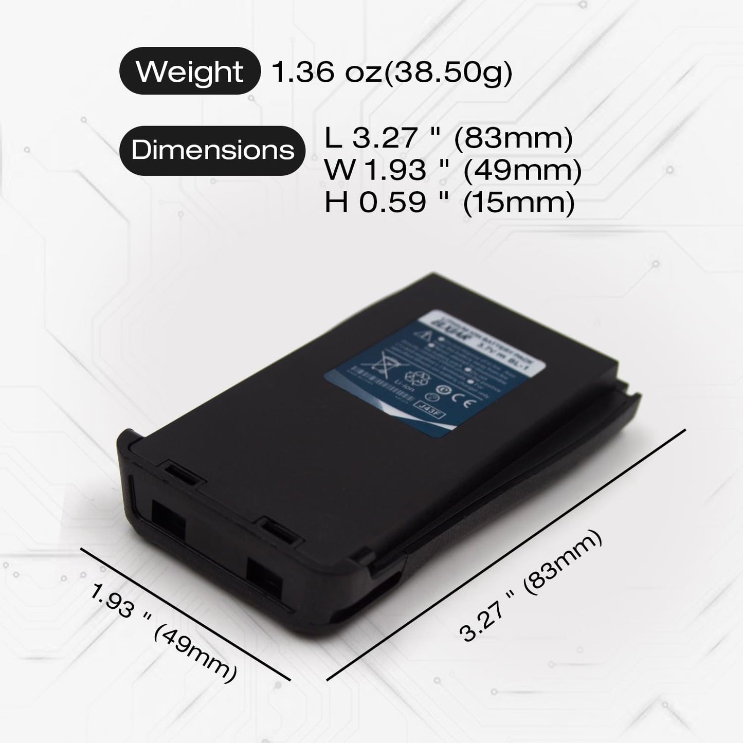 Batería Recargable elxjar Negra de Repuesto para Radios Baofeng y Retevis