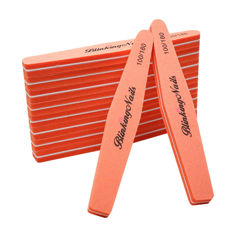BlinkingNails Nail Buffer Block for Nail Art Care, Bloque de uñas de Cuidado de uñas, Sponge Nail Files, Lima de uñas Esponjosa, Double Sides Design 100/180 Grit, Doble Cara, Diseño de Grano 100/180, Buffer for Acrylic Nails, Tampón Acrílico para uñas, Pr