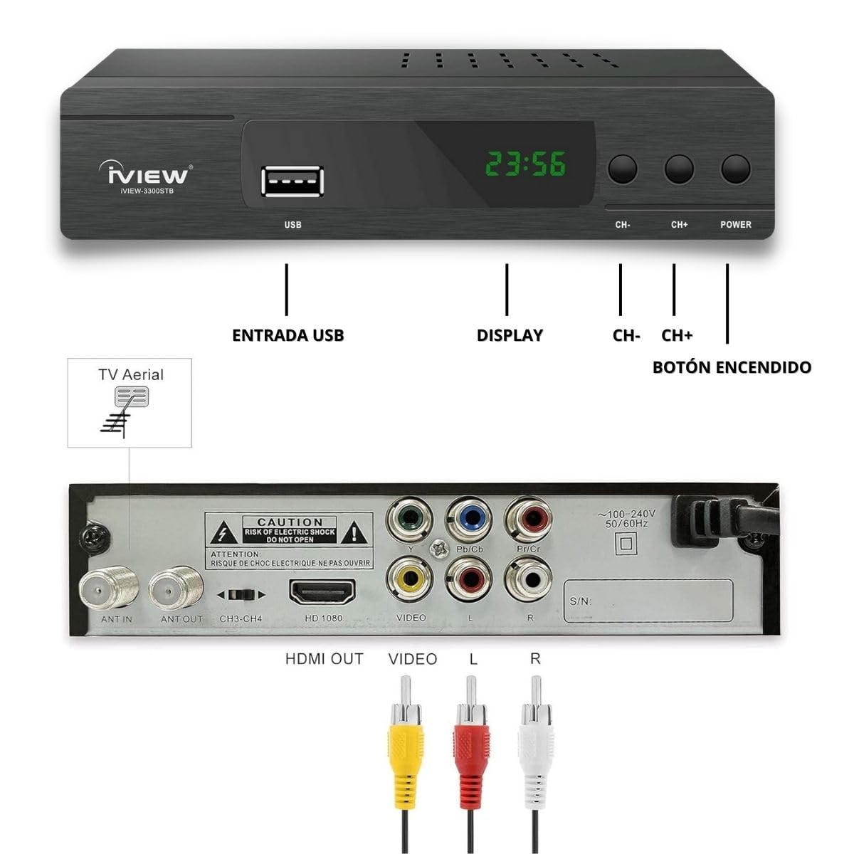 LUXVI 📺 Decodificador Full HD 1080p - Sintonizador Digital para Televisores Convencionales - Grabación PVR y Control Remoto Incluido