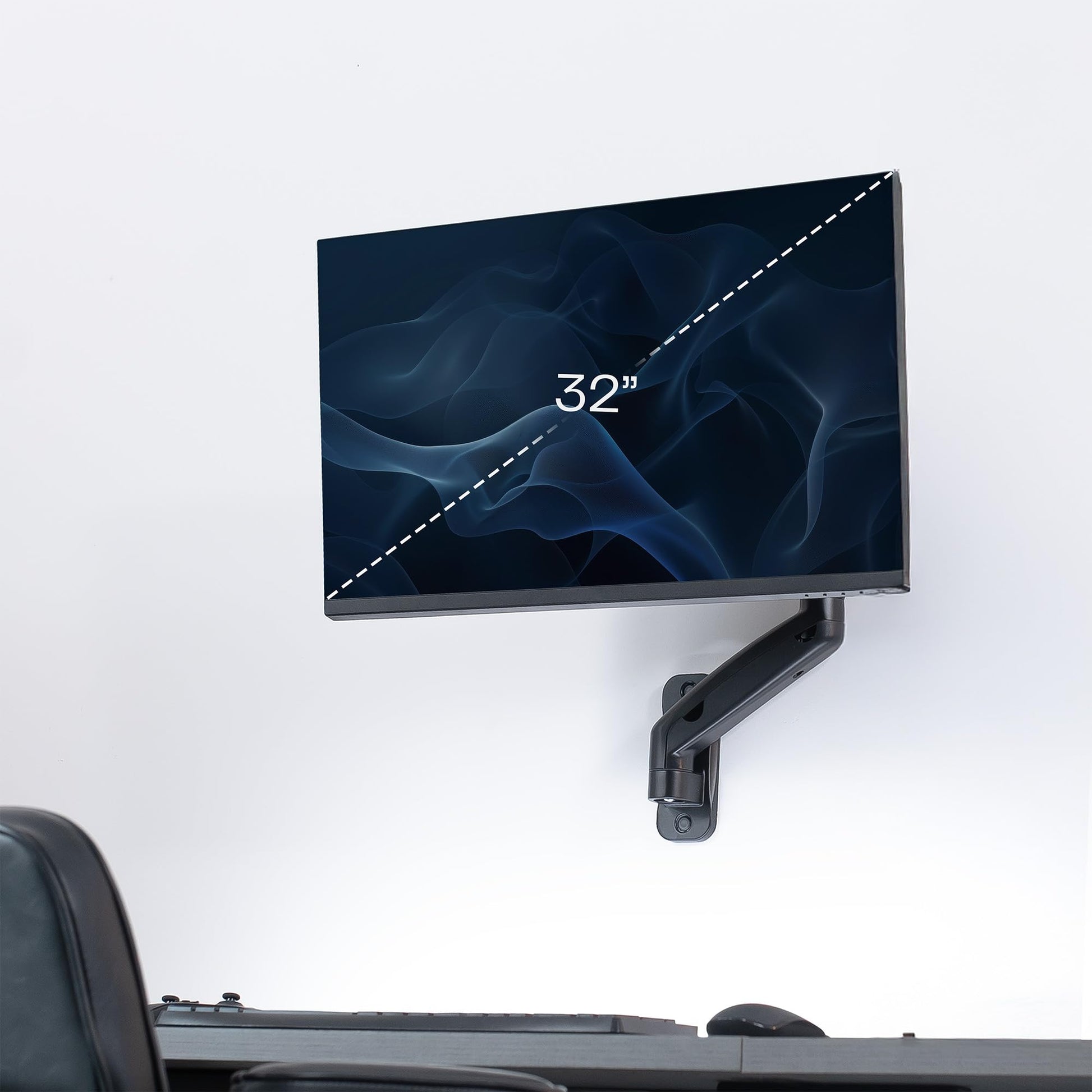 Soporte de Pared Vivo Negro con Brazo Extendido Ajustable para Monitor de 17 a 32 Pulgadas