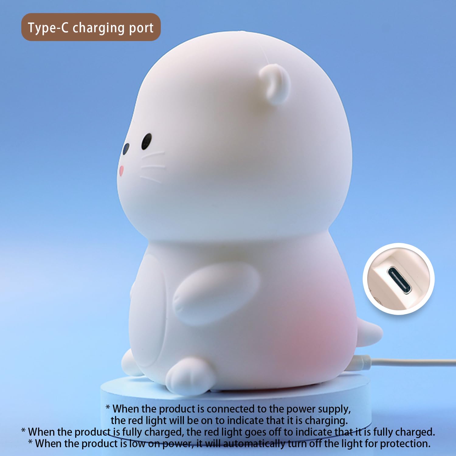 Bestfaith - Lámpara de noche con forma de nutria, luz LED blanda nocturna, regulable, para niños, lámpara táctil recargable con temporizador, decoración de recámara, regalos divertidos para niños