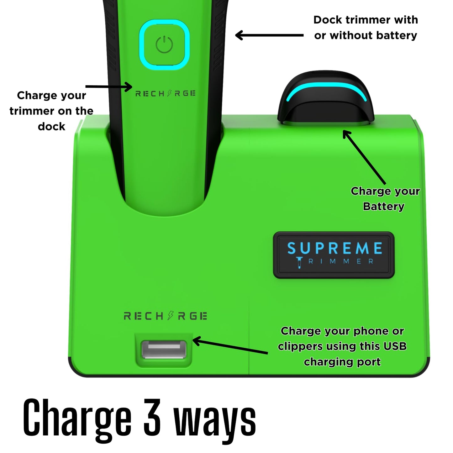 Recortadora Profesional Supreme Trimmer Negra Motor Fuerte con Baterías Extraíbles para Barberos