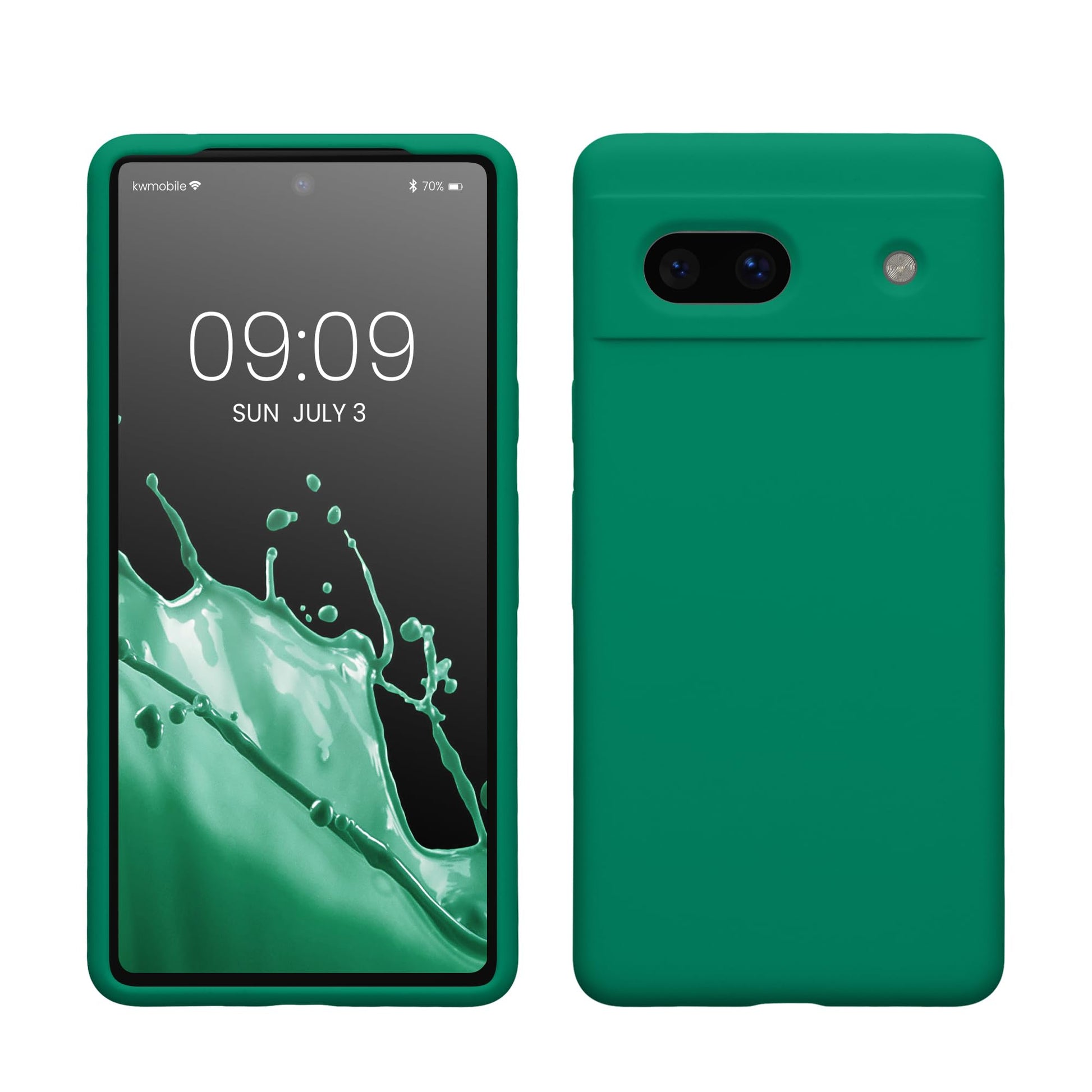 kwmobile Carcasa Compatible con Google Pixel 7a Funda - Case TPU y Silicona antigolpes - Apto Carga inalámbrica - Verde Esmeralda